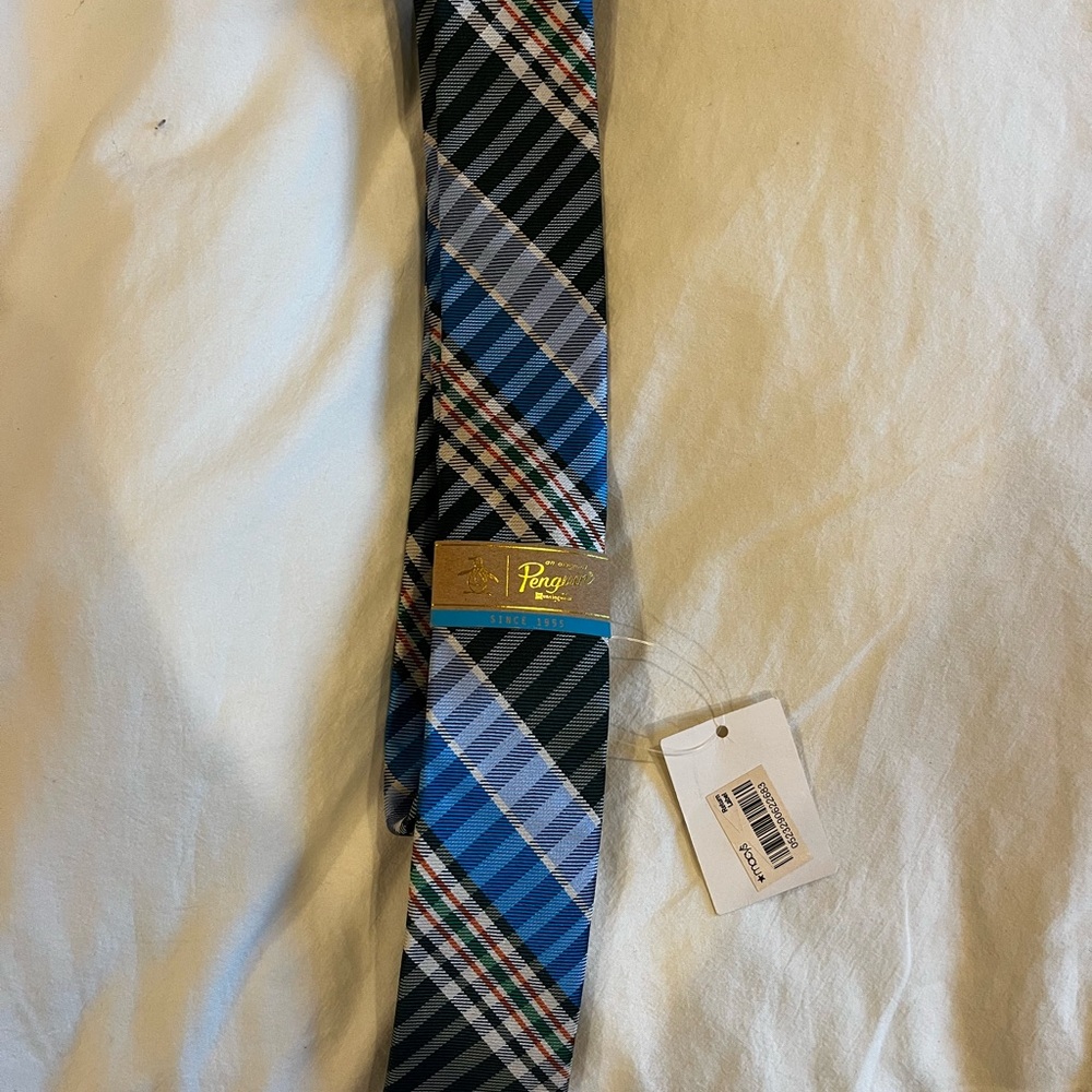 Original Penguin Blue and Black Plaid Tie